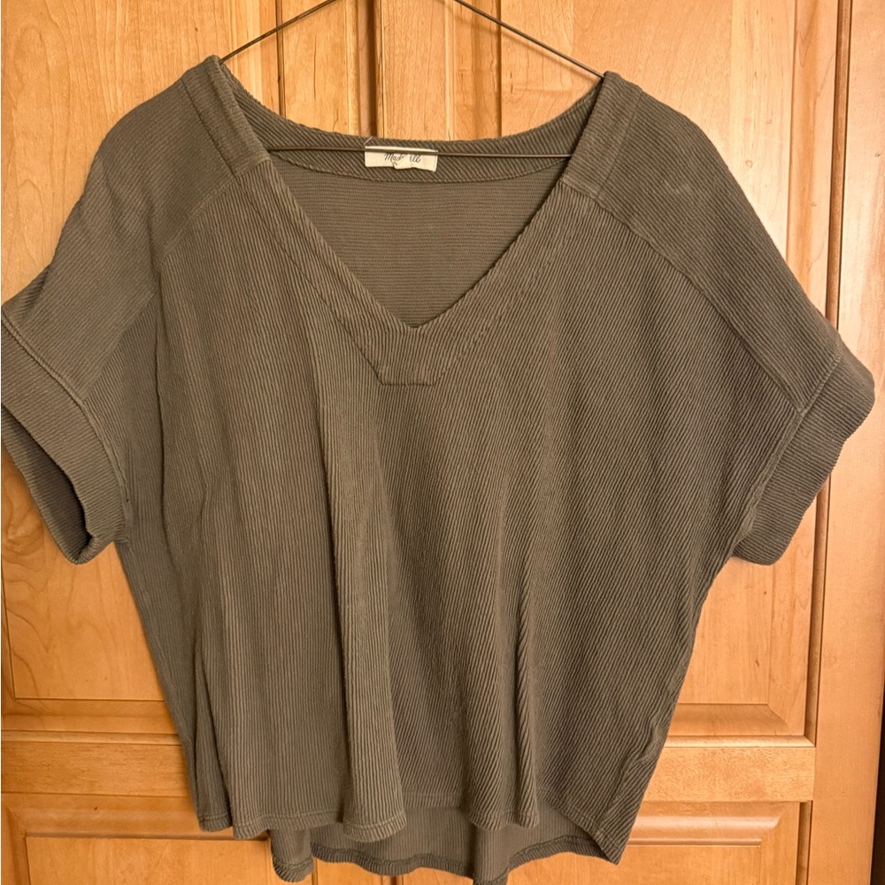 Olive green V-Neck Women's Top